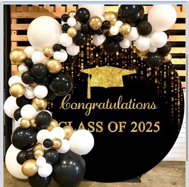 Leyiyi 6.5×6.5ft Polyester Congratulations Class of 2025 Round Backdrop Cover Z9