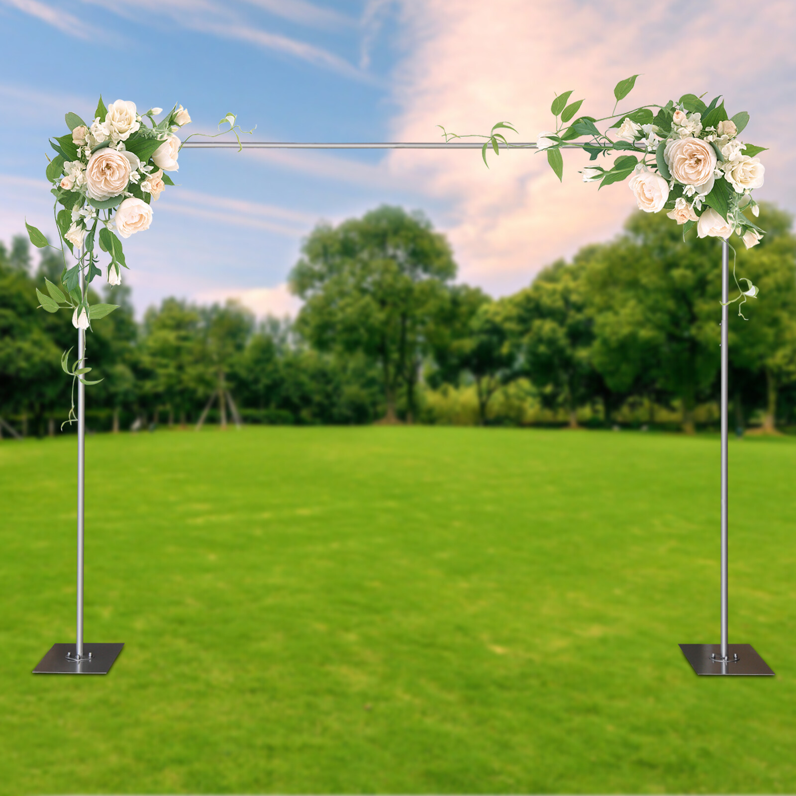 Height Adjustable Heavy Duty Pipe Drape Set Backdrop Support W/ Metal Steel Base