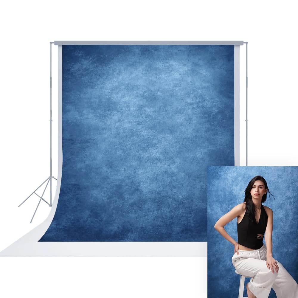 “5×7 ft Blue Abstract Texture Photo Backdrop for Headshots & Portraits, Studio B