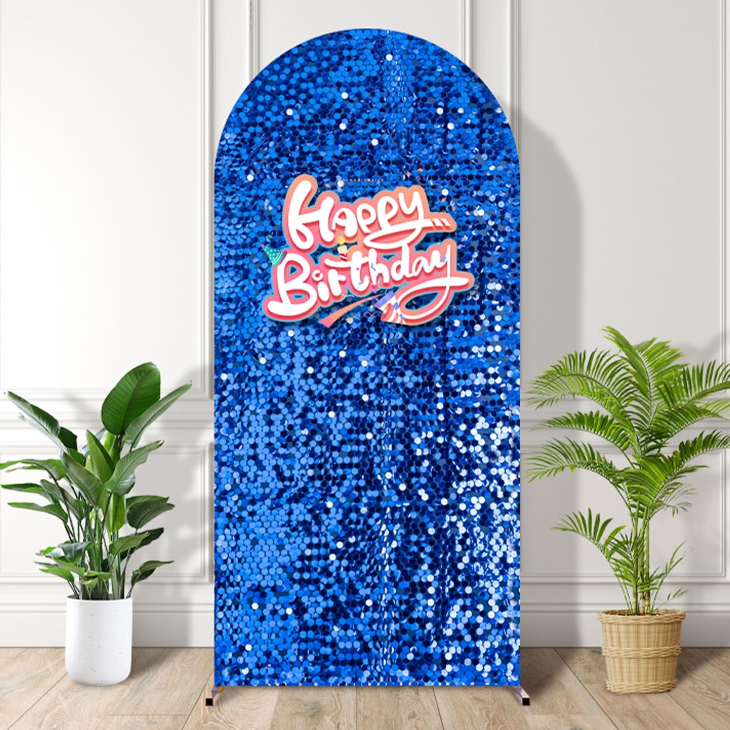 7.2 FT Bling Arch Backdrop Cover, Royal Blue Sequin Wedding Arch Stand Cover,…