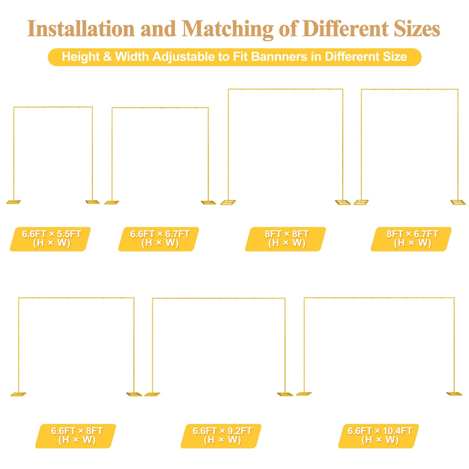 8FT x 8FT Backdrop Stand Heavy Duty Pipe and Drape Kit, Adjustable Square Gol…
