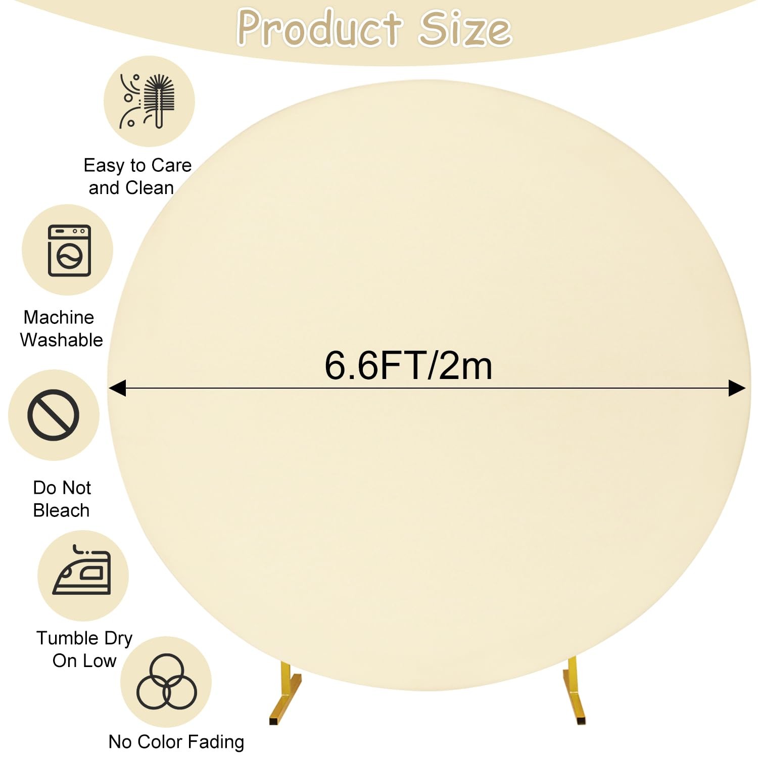 6.6FT Round Wedding Arch Cover for 6.6FT Circle Arch Stand, Thick Polyester F…