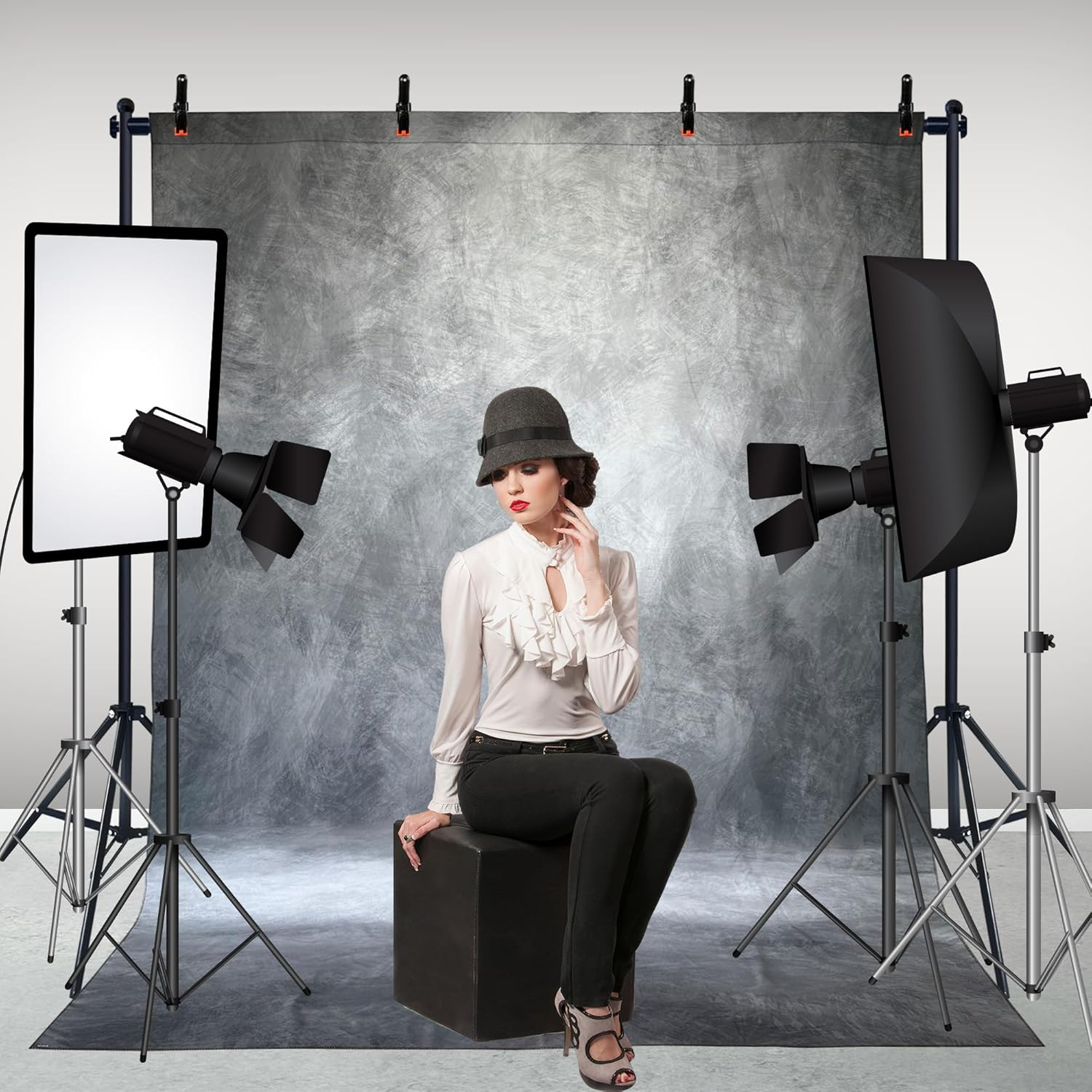 2-In-1 Portable Photo Backdrop Kit with 6X8Ft Abstract Background – Includes 6.5