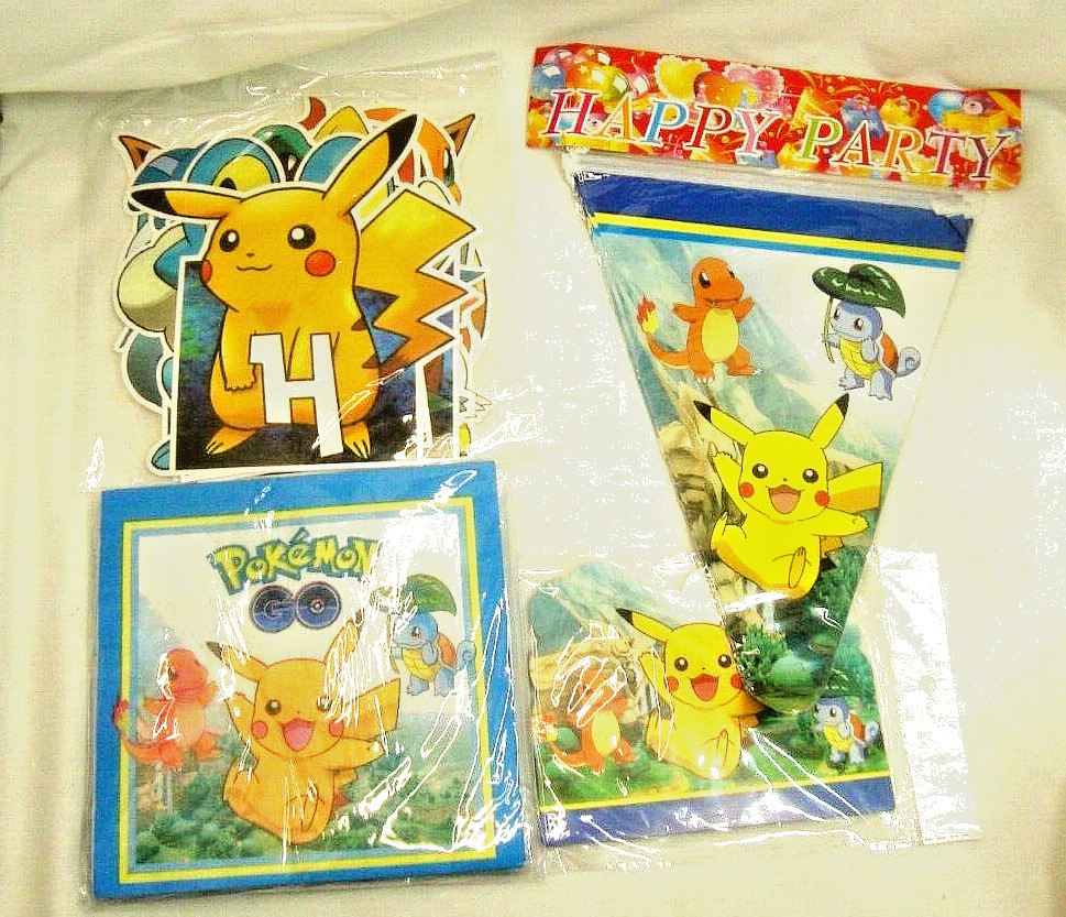 Pikauhu Cartoon Birthday Party Supplies ( banner, Cards, Balloons,napkins)