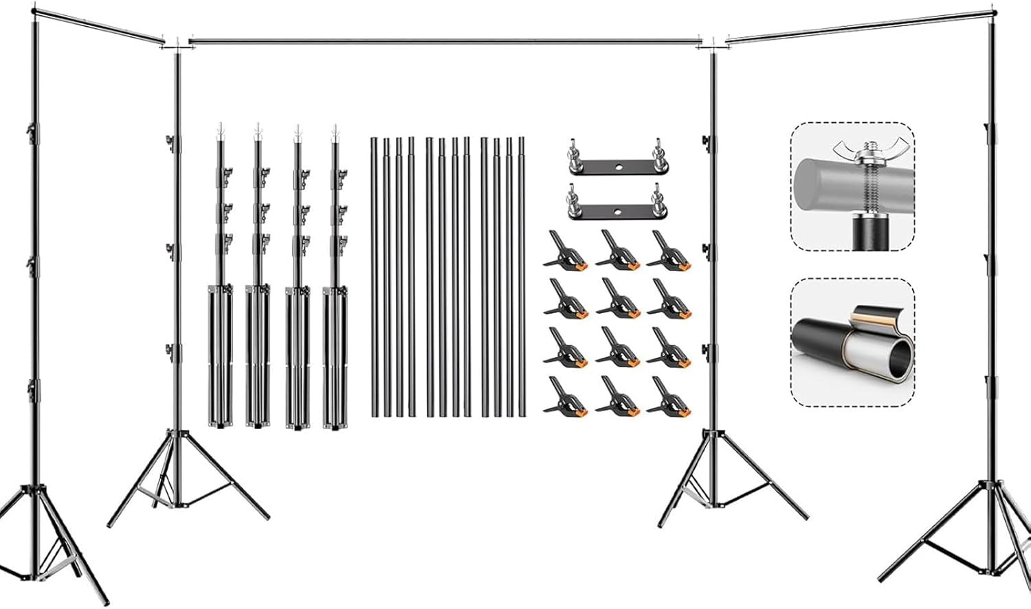 10X30Ft Photo Backdrop Stand, Angle Adjustable Triple Crossbar Extender Mount, P