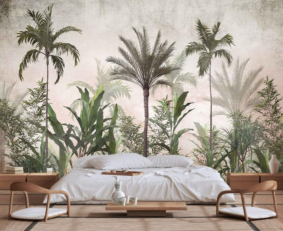 Lush Tropical Greenery Wall Mural – Stunning Sofa & TV Backdrop Decor