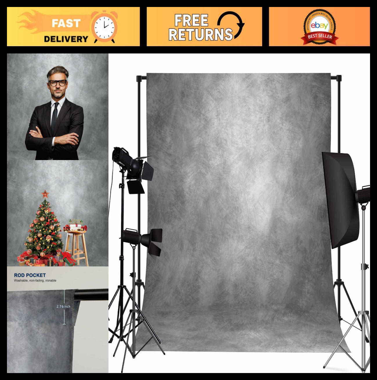 Light Grey 8x10ft Abstract Photography Backdrop – Studio Background Prop for Por