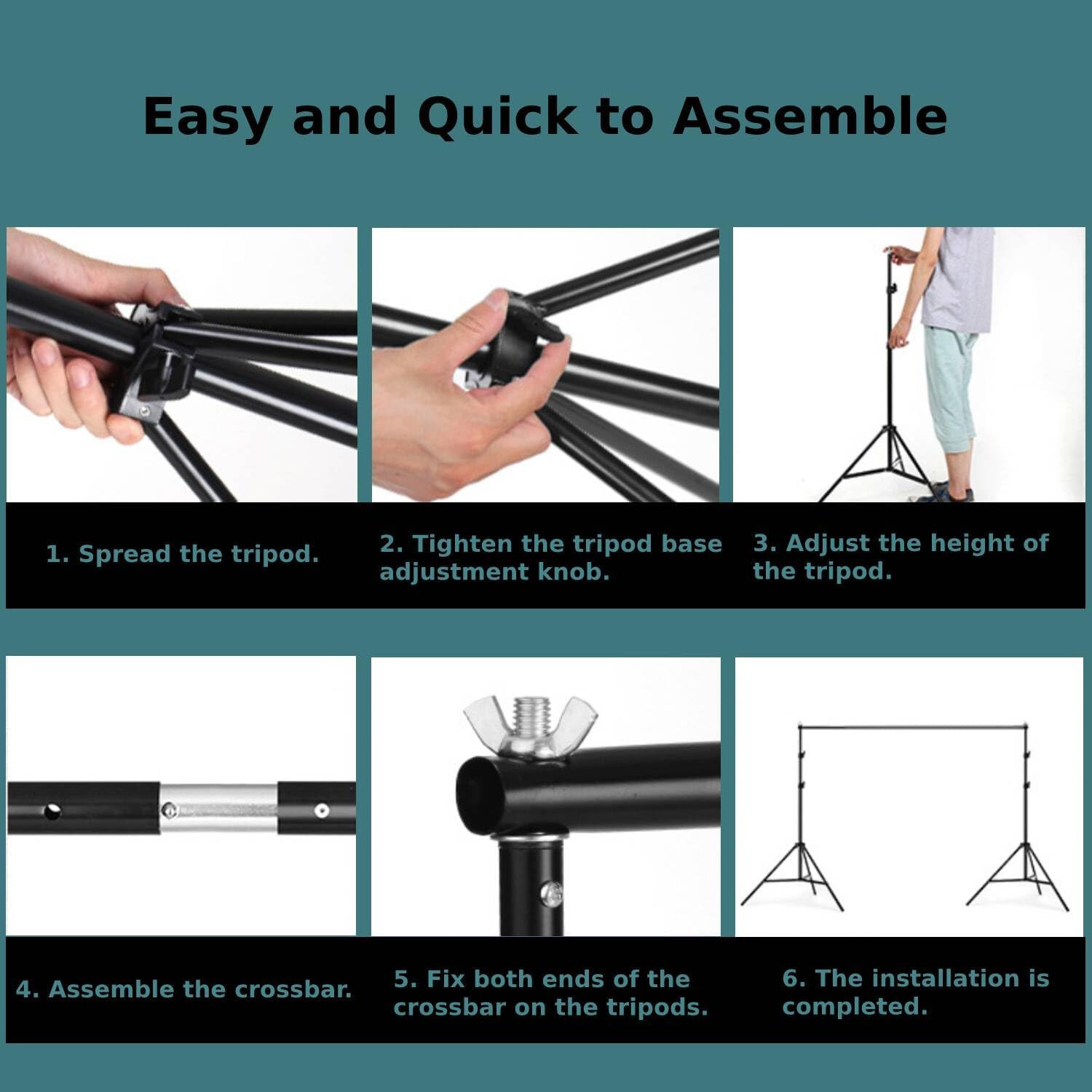 Adjustable Photo Backdrop Stand, 10x9ft(WxH), Aluminum Alloy, Black