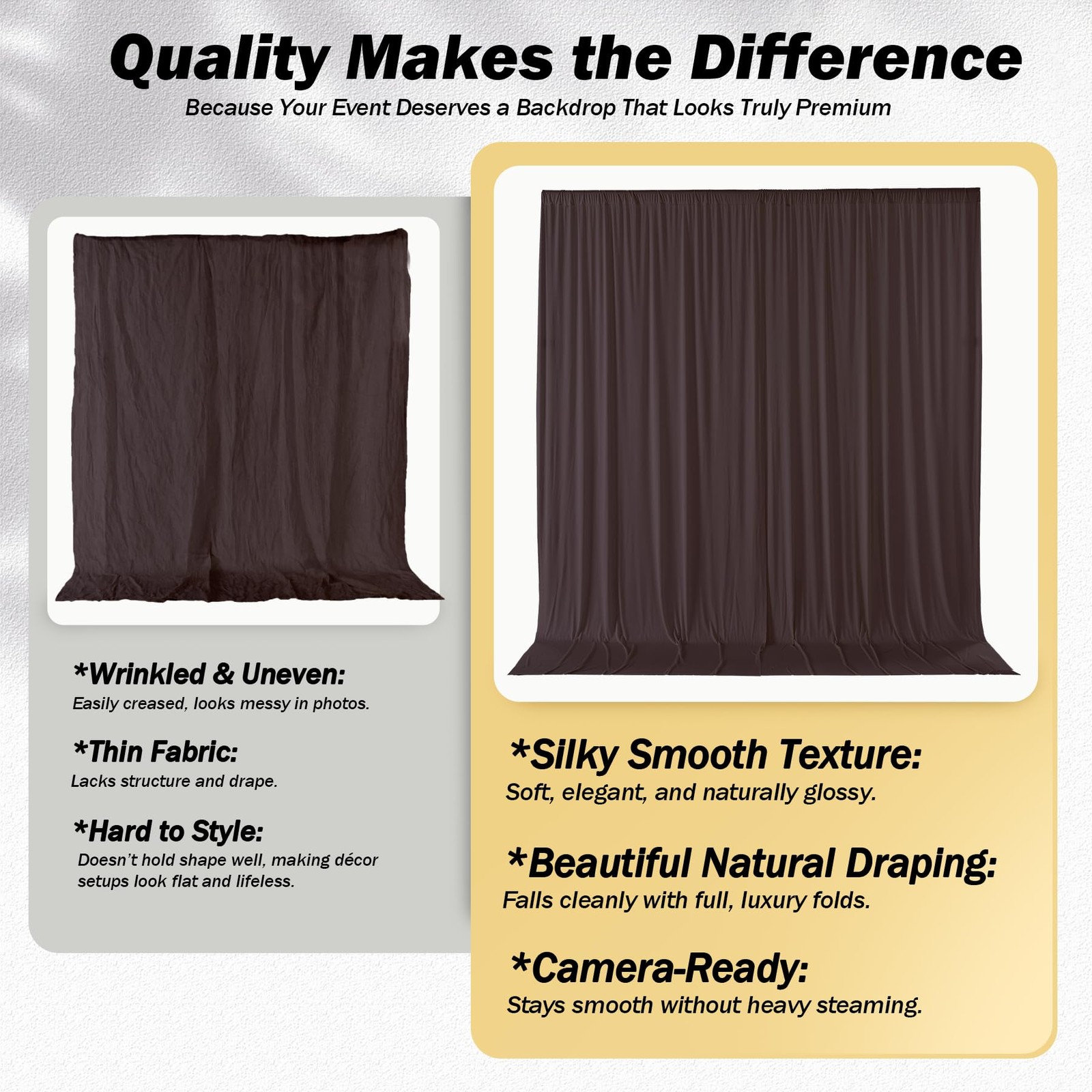 2 PCS 10×12 ft Brown Backdrop Curtains Wrinkle Free Polyester Photo Drapes