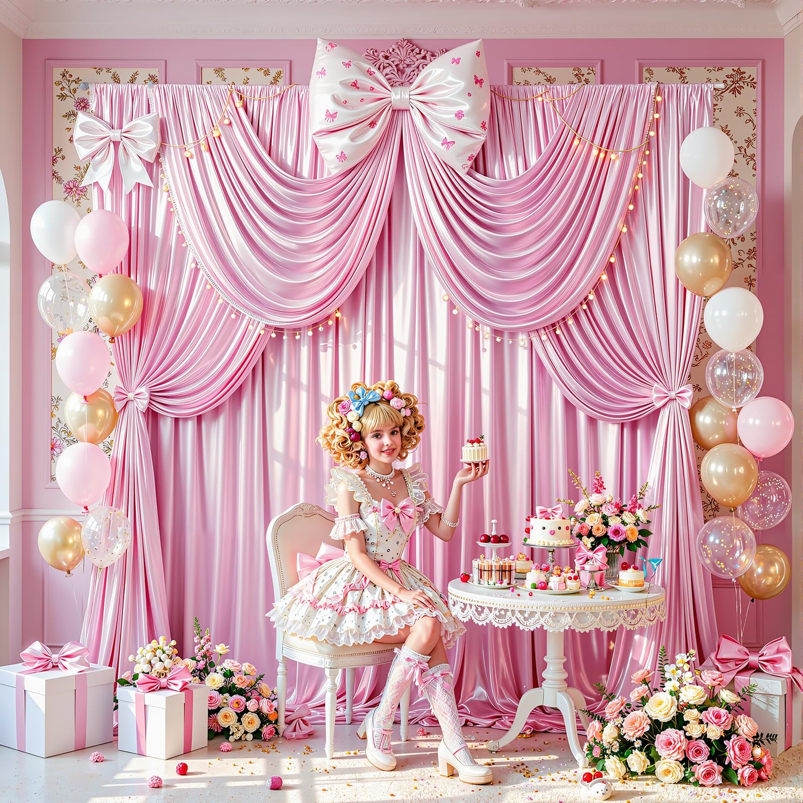 40x10ft Pink Glitter Backdrop Curtain for Parties, W5 x H10′(8 Panels),
