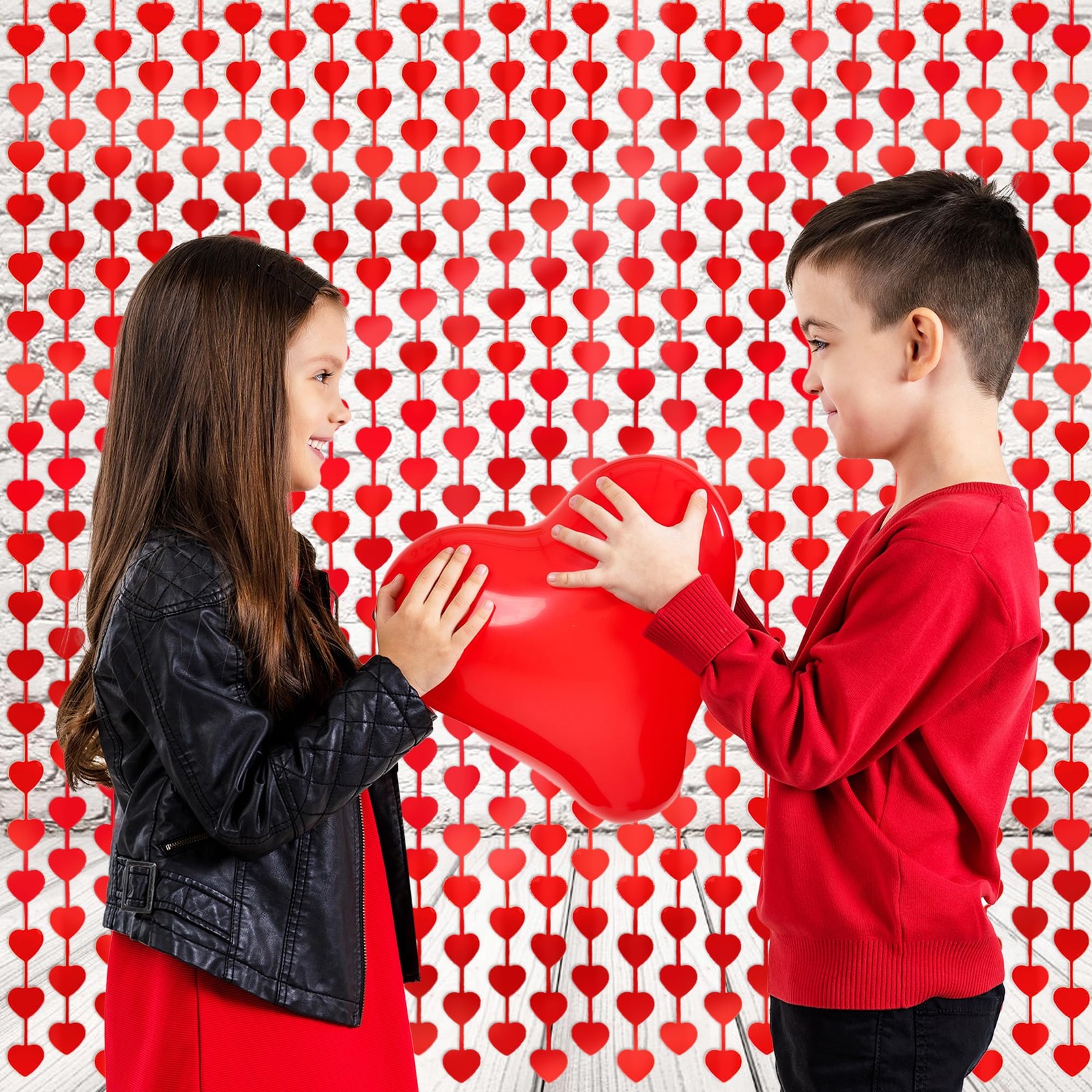 Valentines Day Decorations, 4 Pack 6.58 ft x 3.25 ft, Red