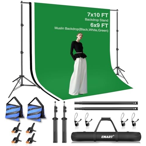 Photo Video Studio Backdrop Stand Kit, 7x10ft(backdrop stand)/6x9ft(backdrop)