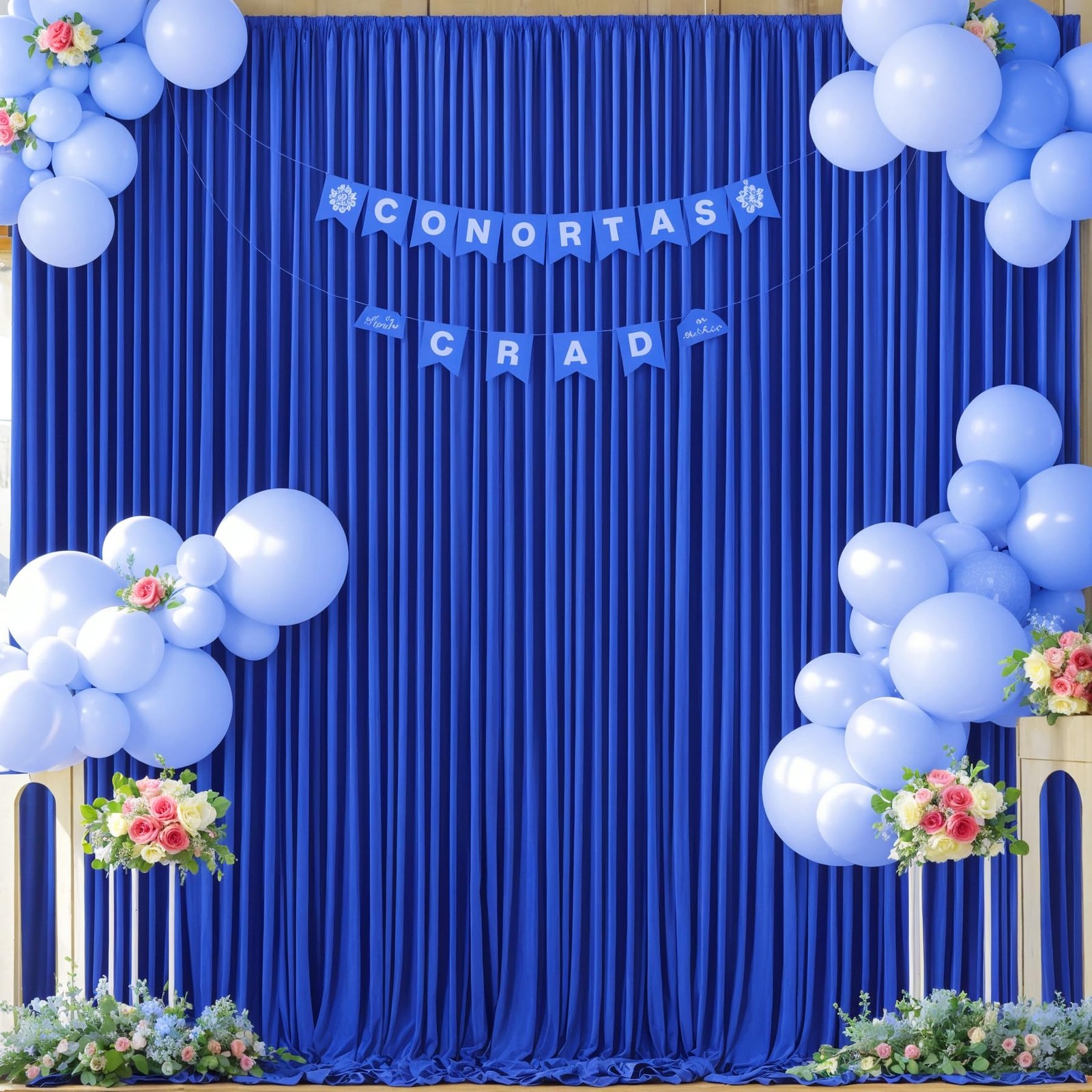 10×10 Royal Blue Backdrop Curtain for Parties Wrinkle Free Blue Photo Curtain…