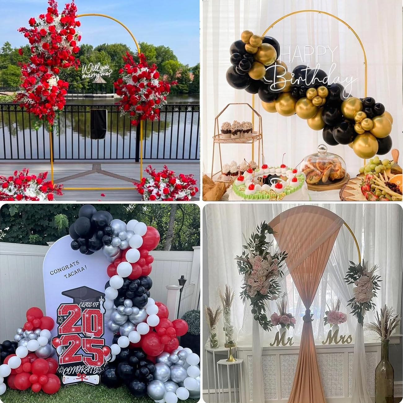6.6 FT Wedding Arch Backdrop Stand for Party, Balloon Arch Stand, Wedding Arc…