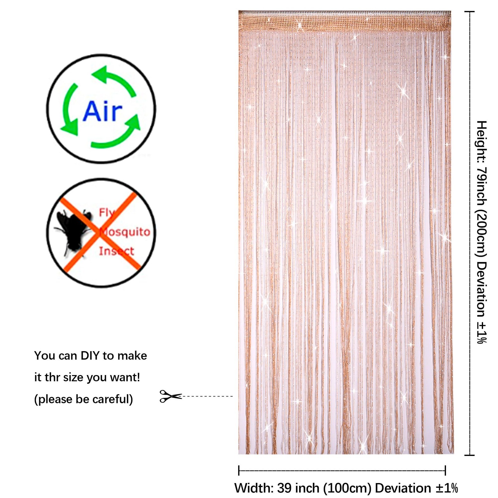 39×79 Inch Beaded Curtains, 2 Pack – Hippie Decor for Doorways, Closets, Room