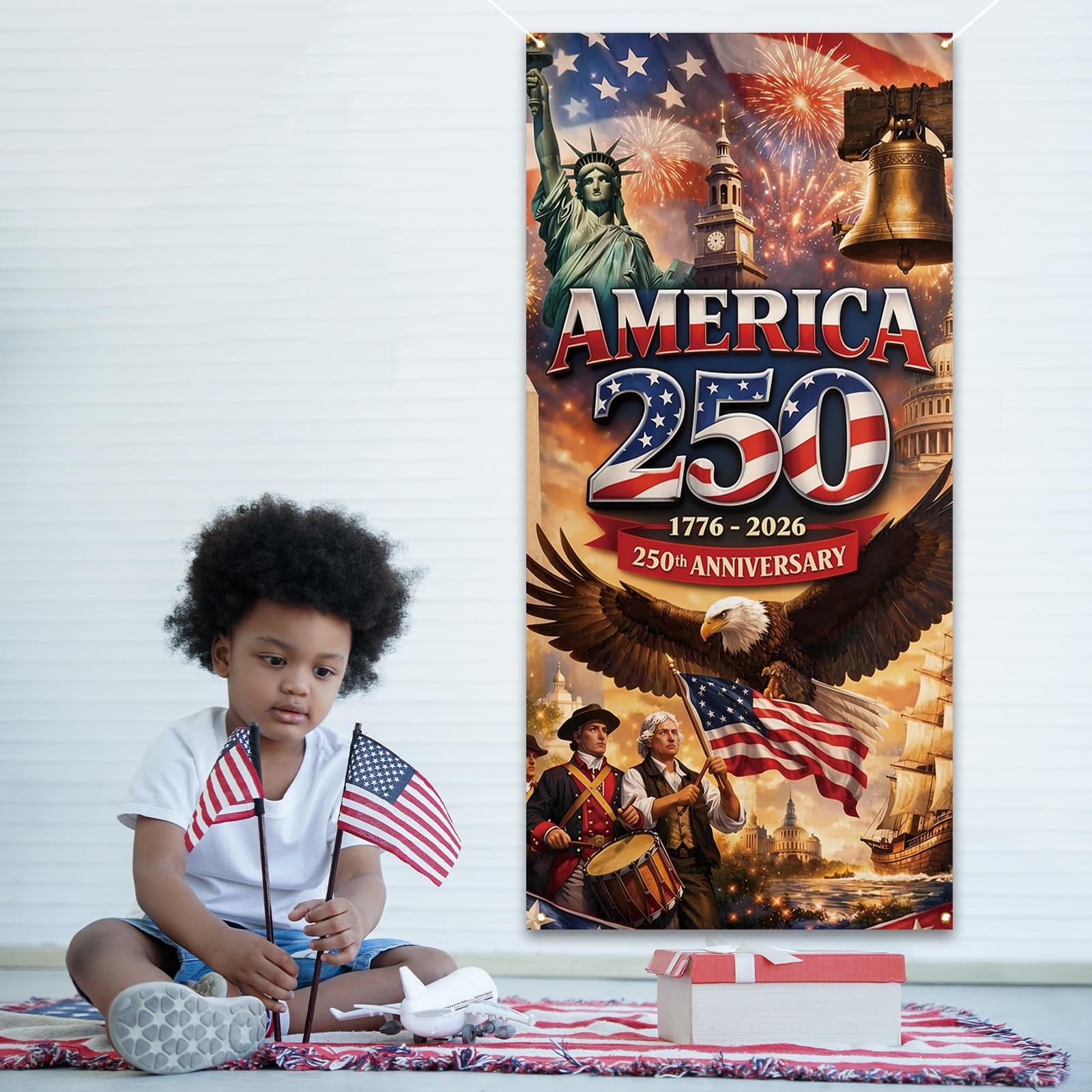 America 250 Anniversary Door Cover Patriotic Photo Backdrop 4Th of July Fourth o