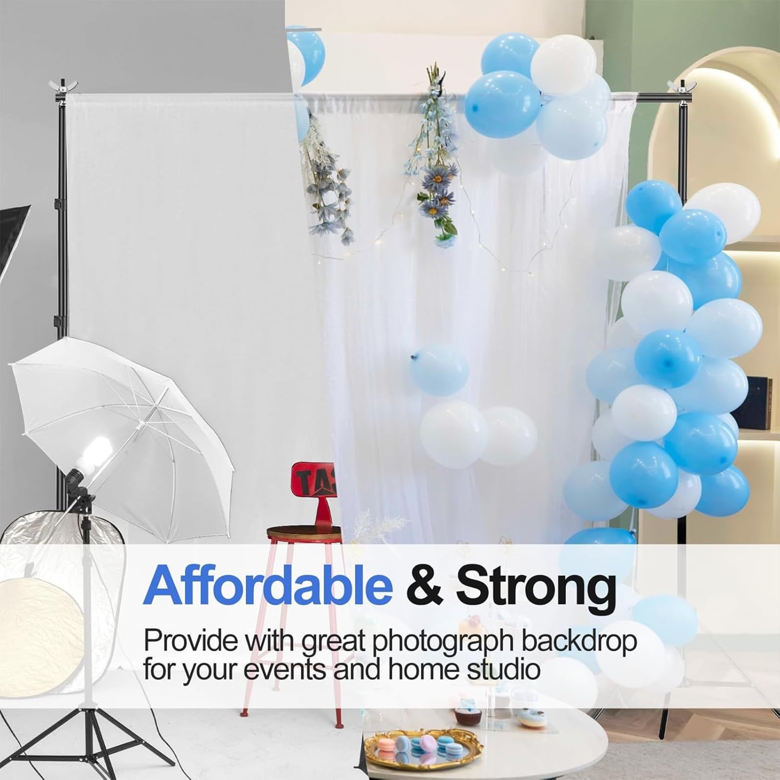 EMART Backdrop Stand 10×8.5ft(WxH) Photo Studio Adjustable Background Stand Supp