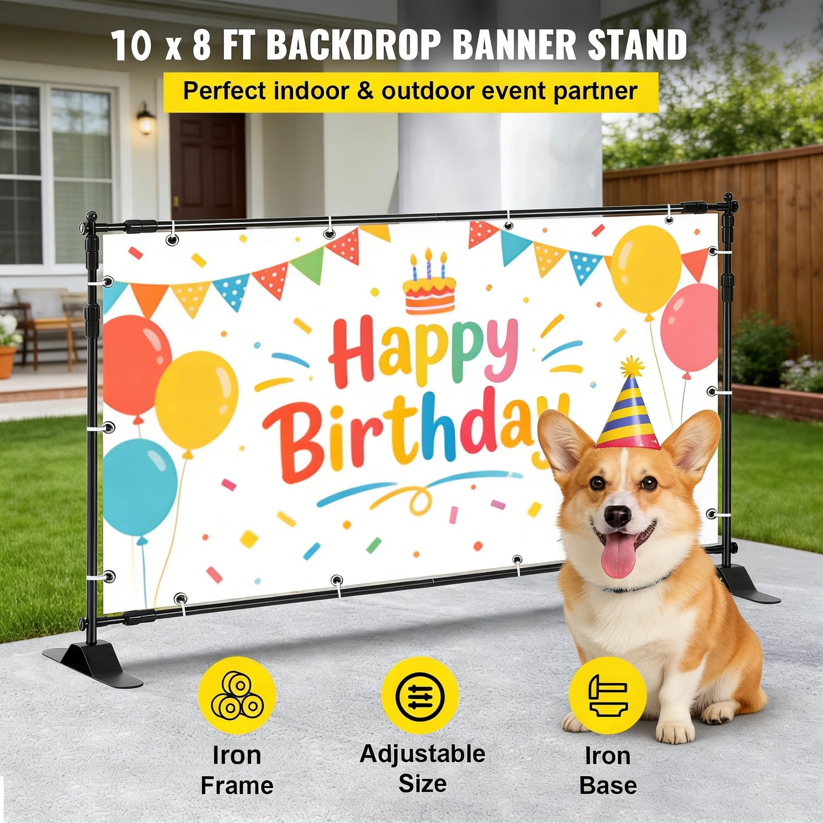Backdrop Stand 10x8ft(WxH), Portable Photo Studio Background Stand Support Ki…