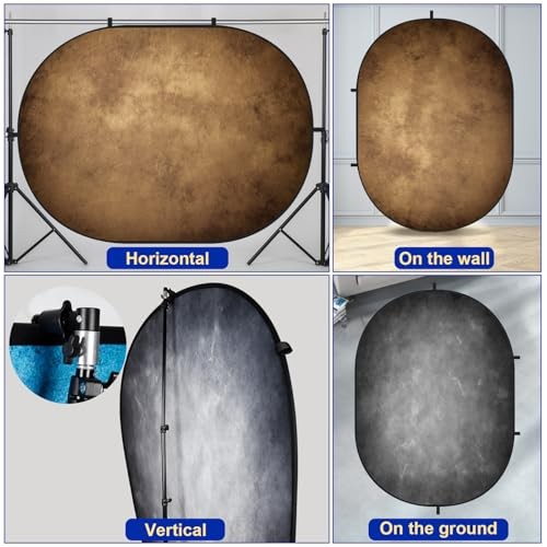 5×6.5ft Collapsible Backdrop Pop Up Photo Backdrops Grey Brown Portable CB02