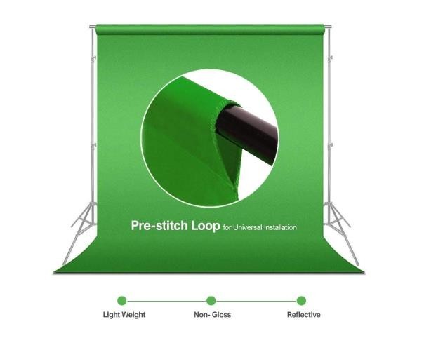 6 x 9 Green True Chromakey Color Backdrop Screen with 5 Ring Screen Holder Clip