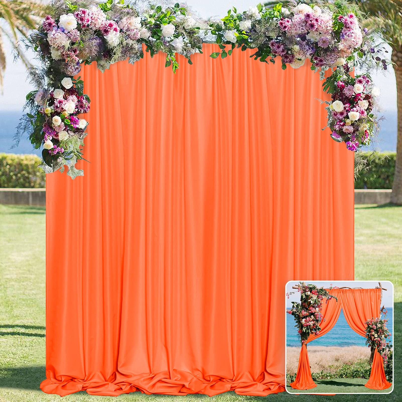 Orange Backdrop Curtains for Parties, Weddings, Stage – Light Filtering, Slid…