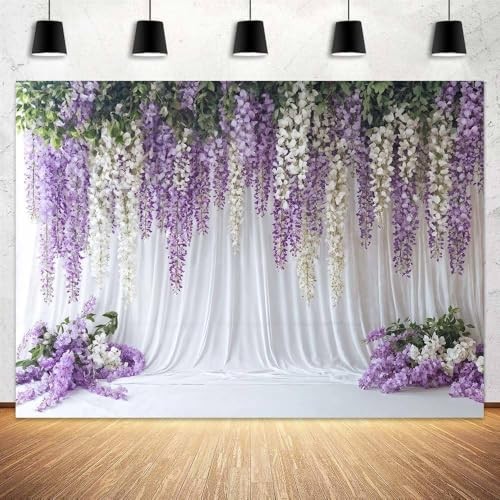 Lavender Wedding Backdrop Background for Photography, Flower 7x5ft Purple