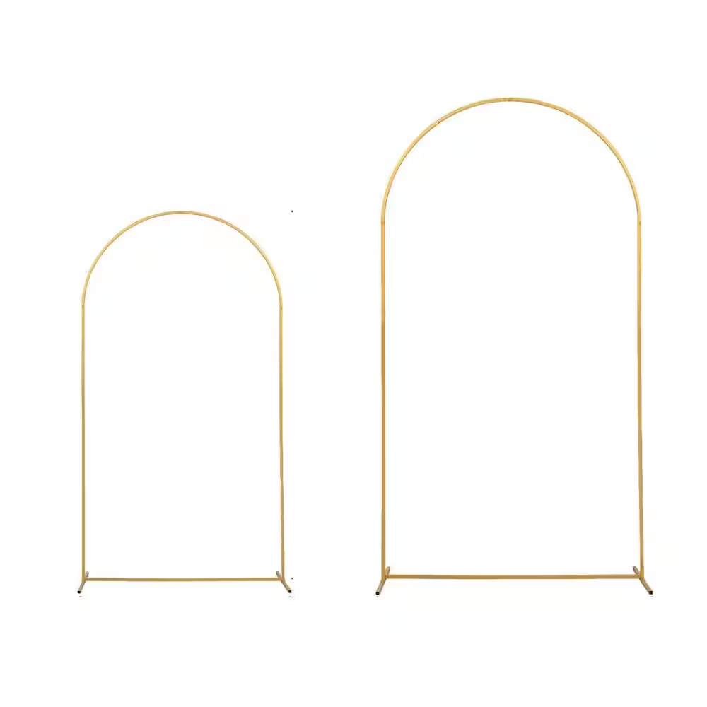 Metal Arch Backdrop Stand Set Gold (7.2 Ft.+6 Ft.) with Cover for Wedding Birthd