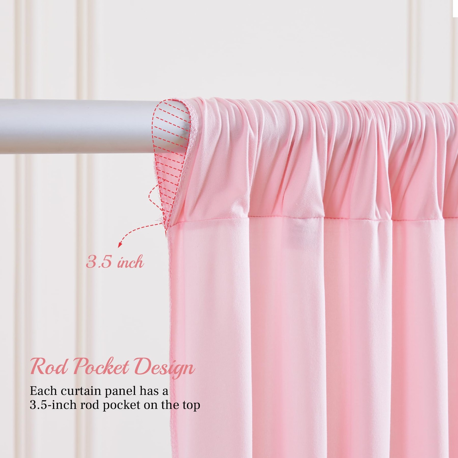 8x10FT Baby Pink Backdrop Curtains 2 Panels 4x10FT Polyester Wedding Decor