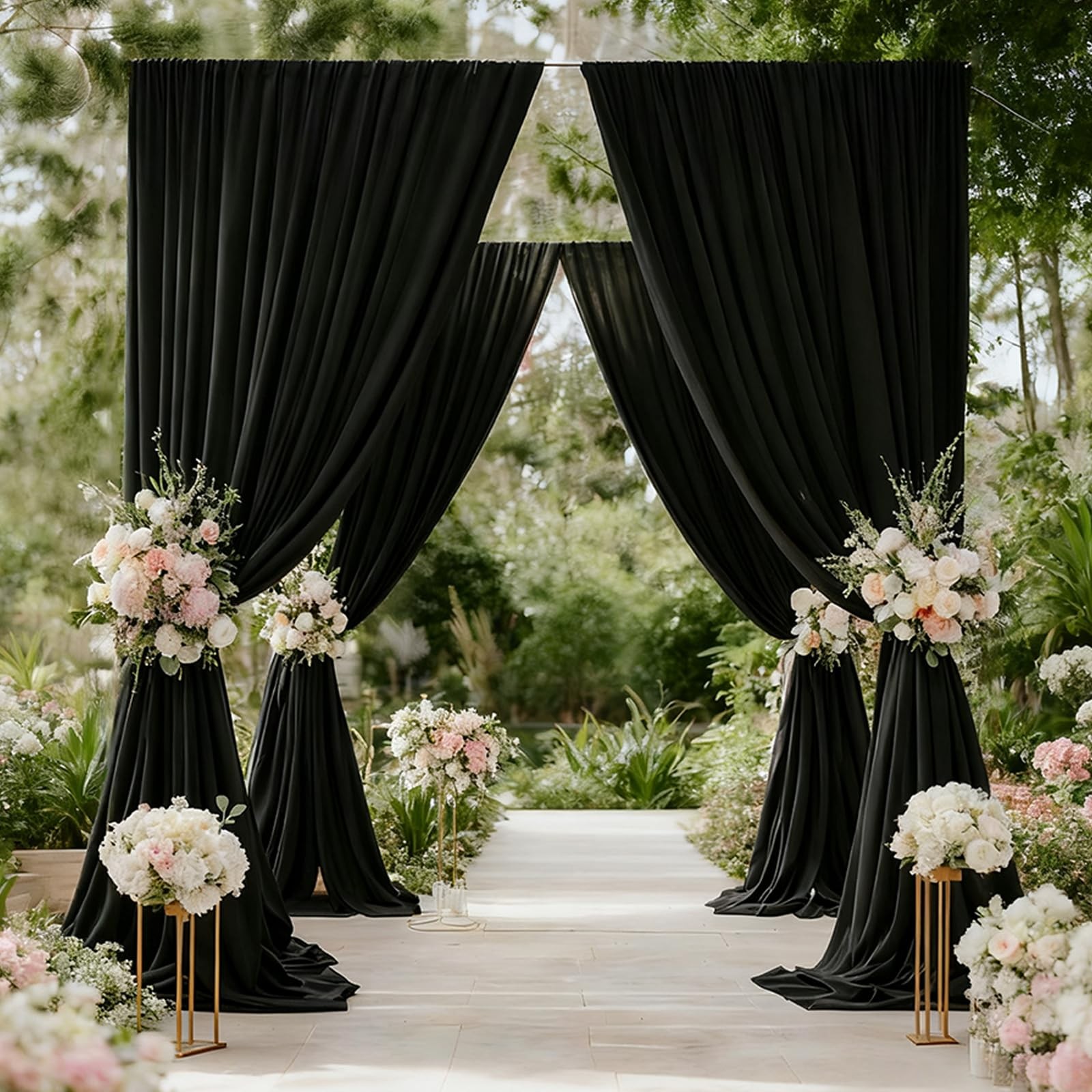 2 Panels 5x7FT Black Photo Backdrop Curtains Wrinkle Resistant Drapes Party