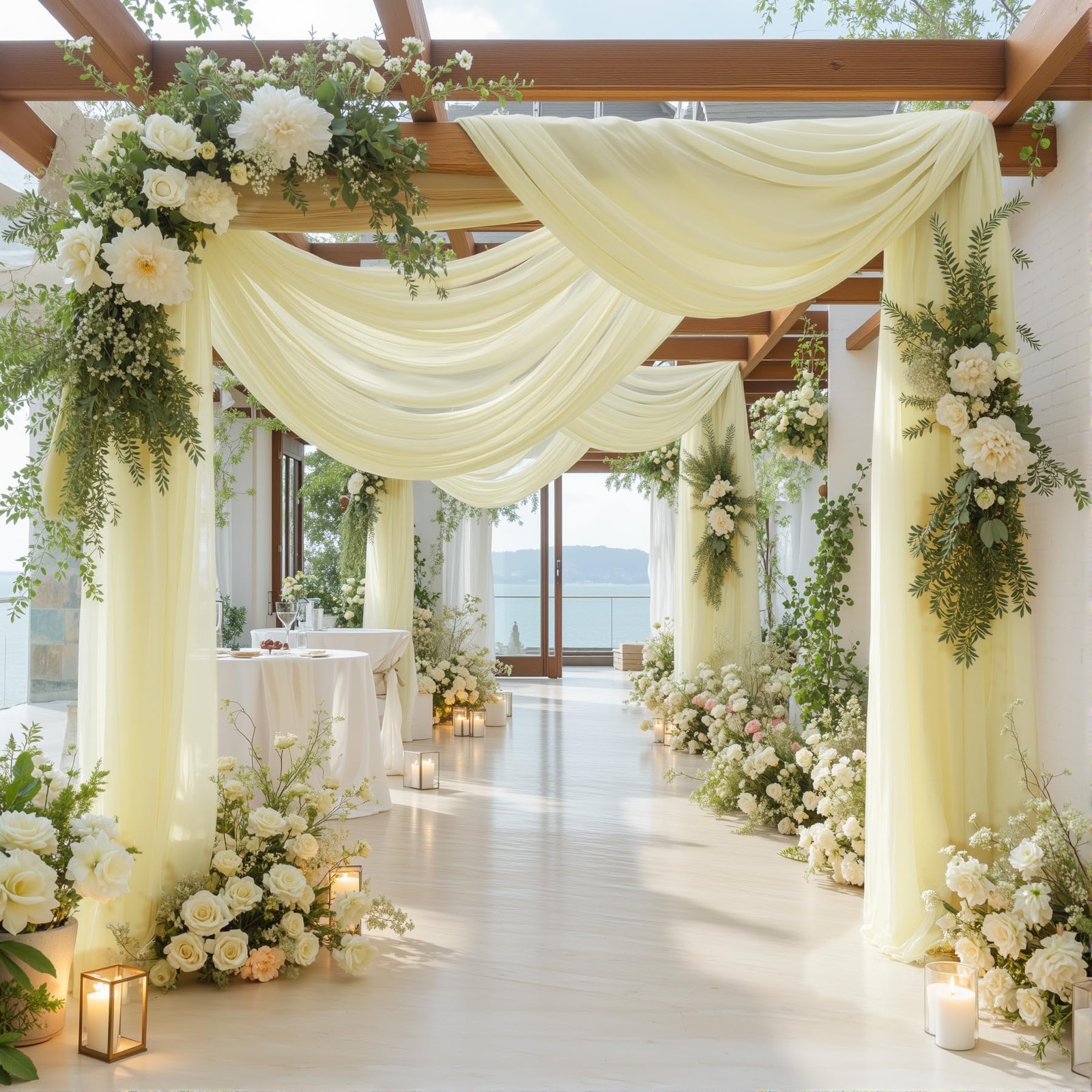 1 PCS 28 Inch x 19 Ft Ivory Sheer Wedding Arch Backdrop Curtain Drape Party
