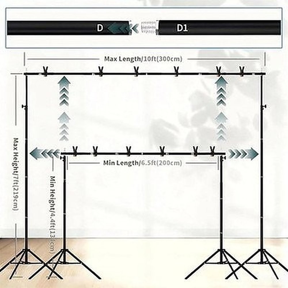 7x10ft Adjustable Photo Backdrop Stand Kit w/ 5 Crossbars 6 Clamps Bag #R048