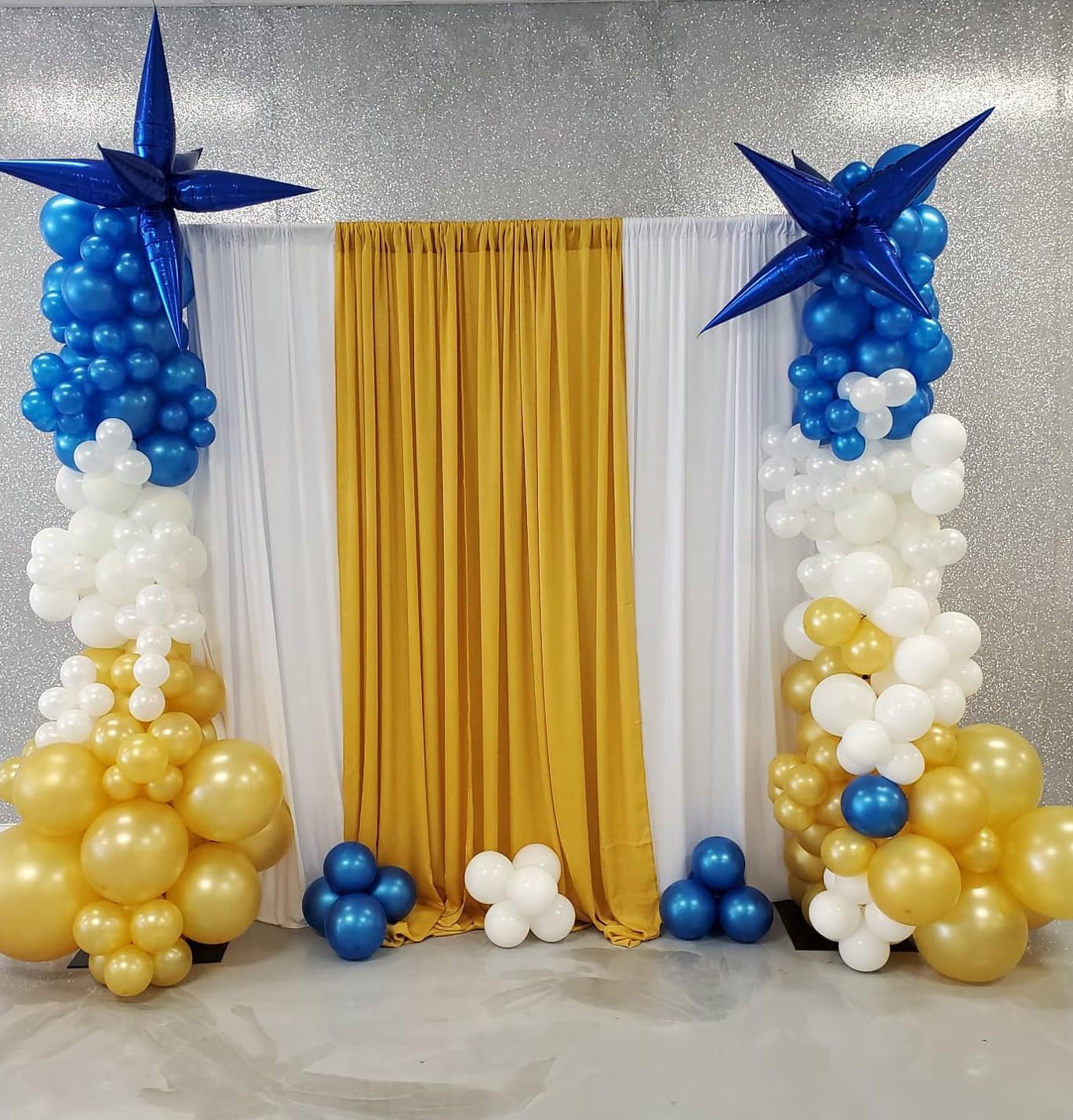 2 PCS 5ft x 10ft Ivory Backdrop Curtains Wedding Bridal Shower Polyester