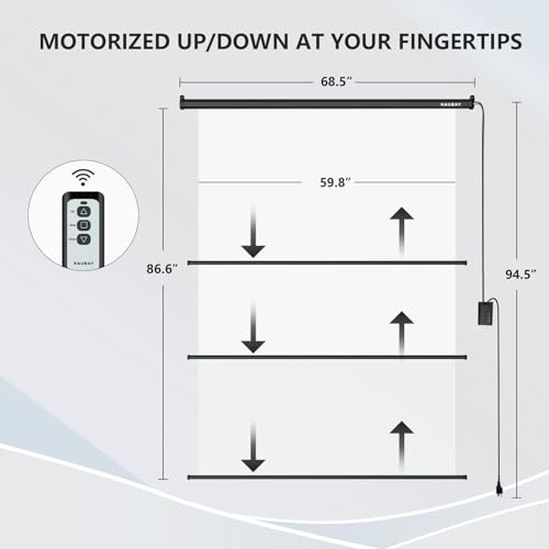 Motorized Pull Down Screen Backdrop – 59.8″ x Standard(59.8 x 86.6in) White