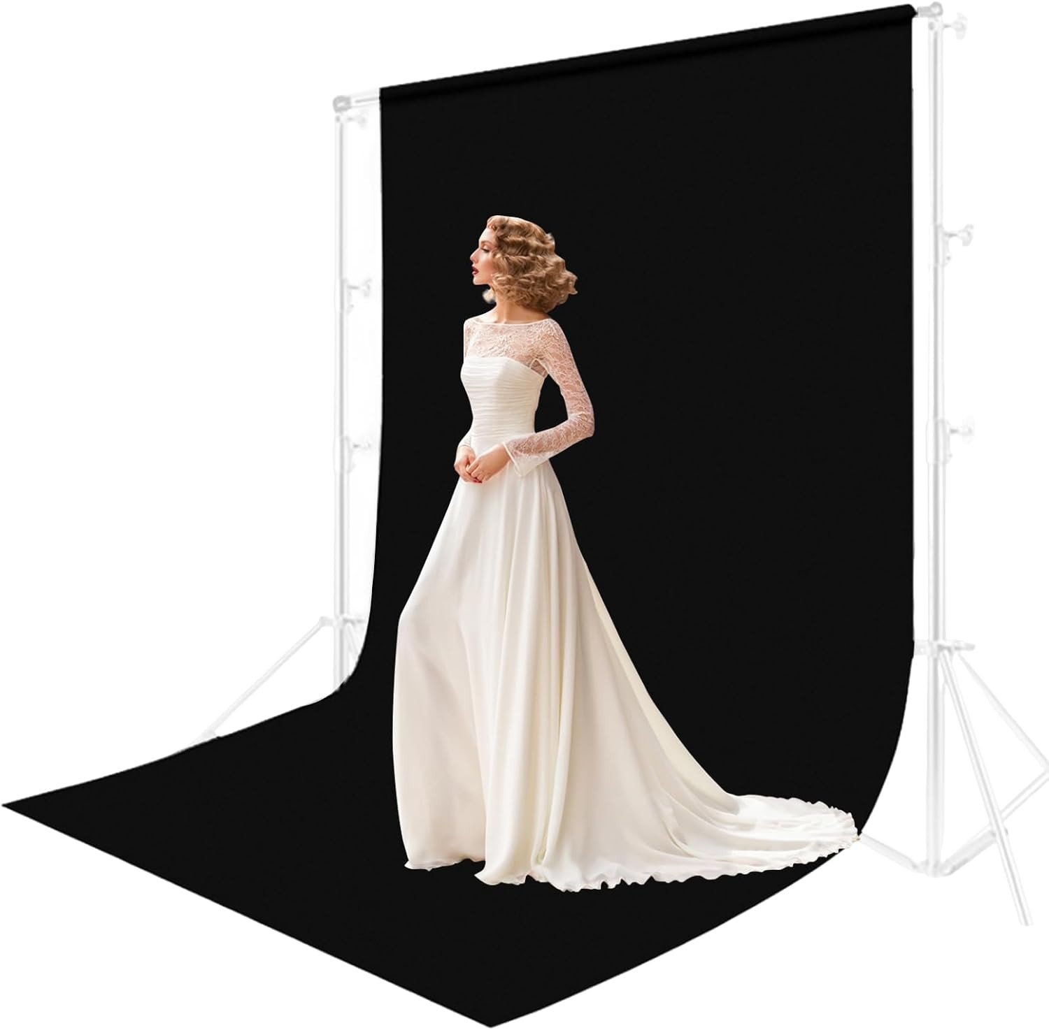 5X6.5 FT Black Velvet Backdrop for Photography, Pure Black Background Screen