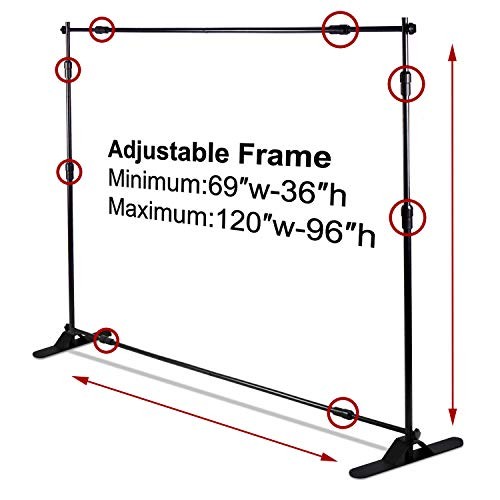 10 x 8 ft Heavy Duty Backdrop Banner Stand Kit, Adjustable Photography Step
