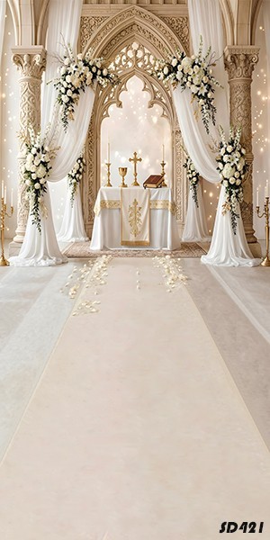 10’x20’Floral Church Wedding Scenic Microfiber Fabric background backdrop SD421