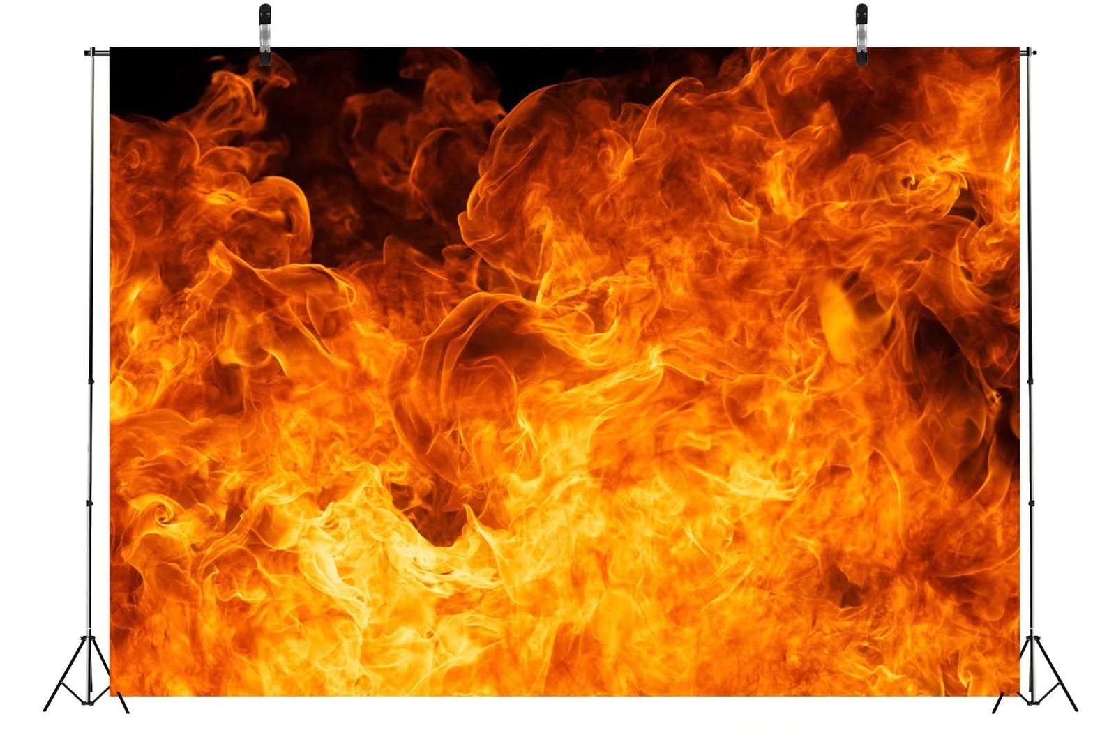 5x3Ft Fabric Fire Flames Raging Photo Backdrop Birthday Halloween Party Decor