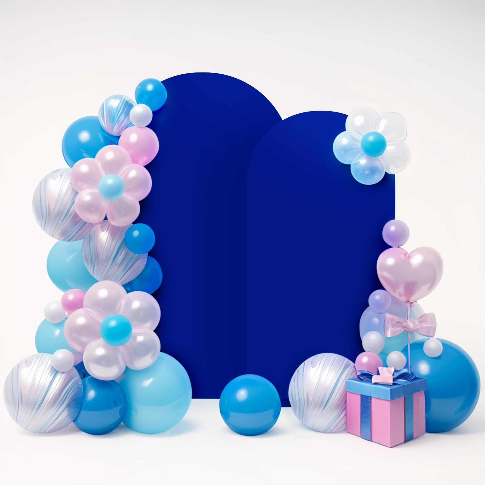 Upgraded 8FT Wedding Arch Cover, 6.6FT Royal Blue Spandex Fitted Arch Backdro…