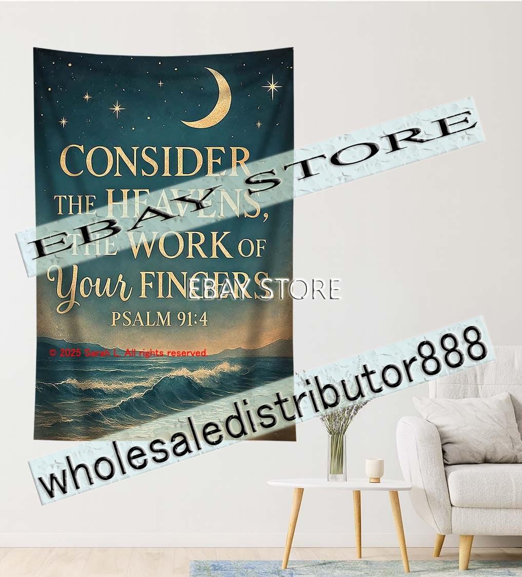 Tapestry Consider The Heavens Stars Ocean night Photo Backdrop 59X82 in