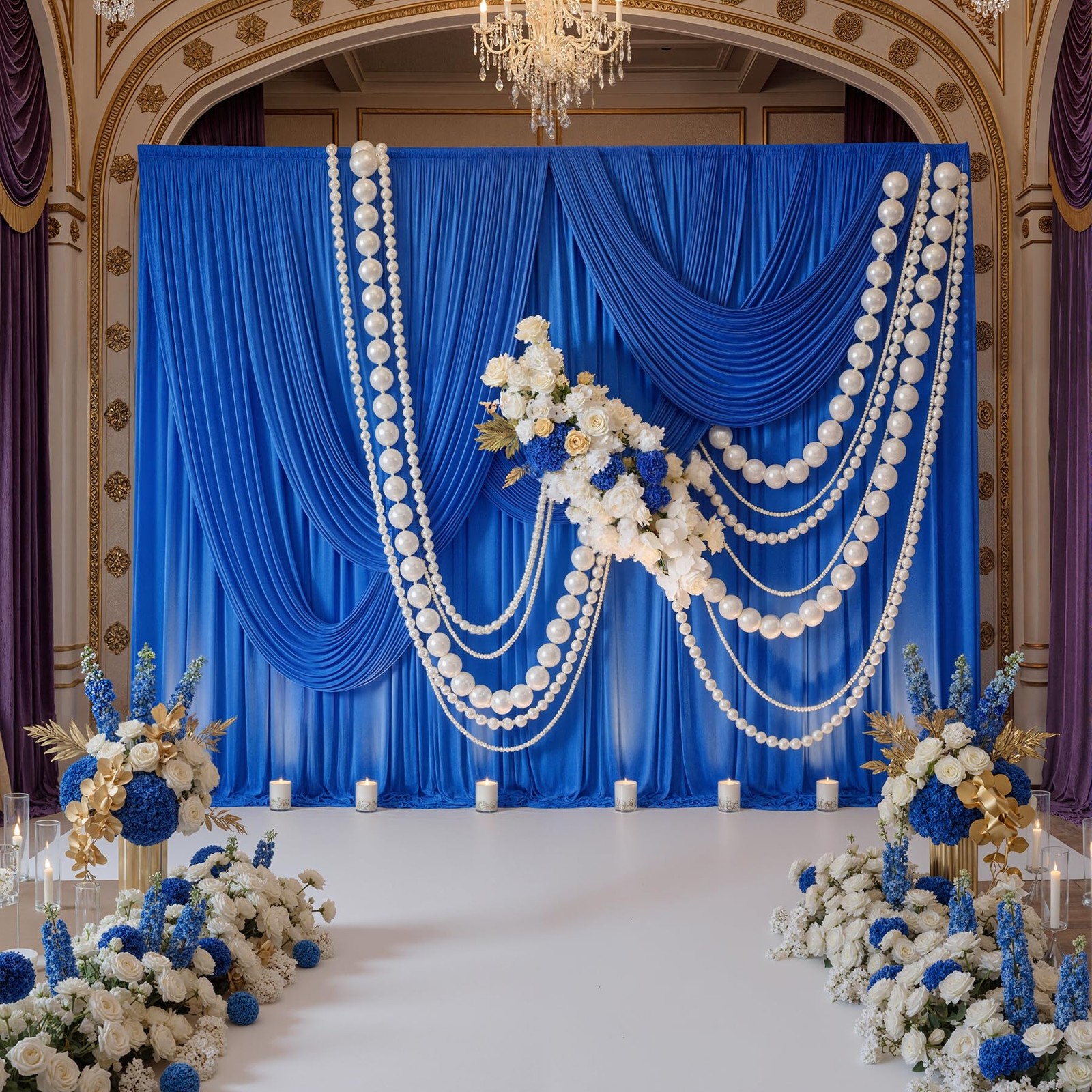 50ftx10ft Wrinkle Free Royal Blue Backdrop Curtains for 50ftx10ft,