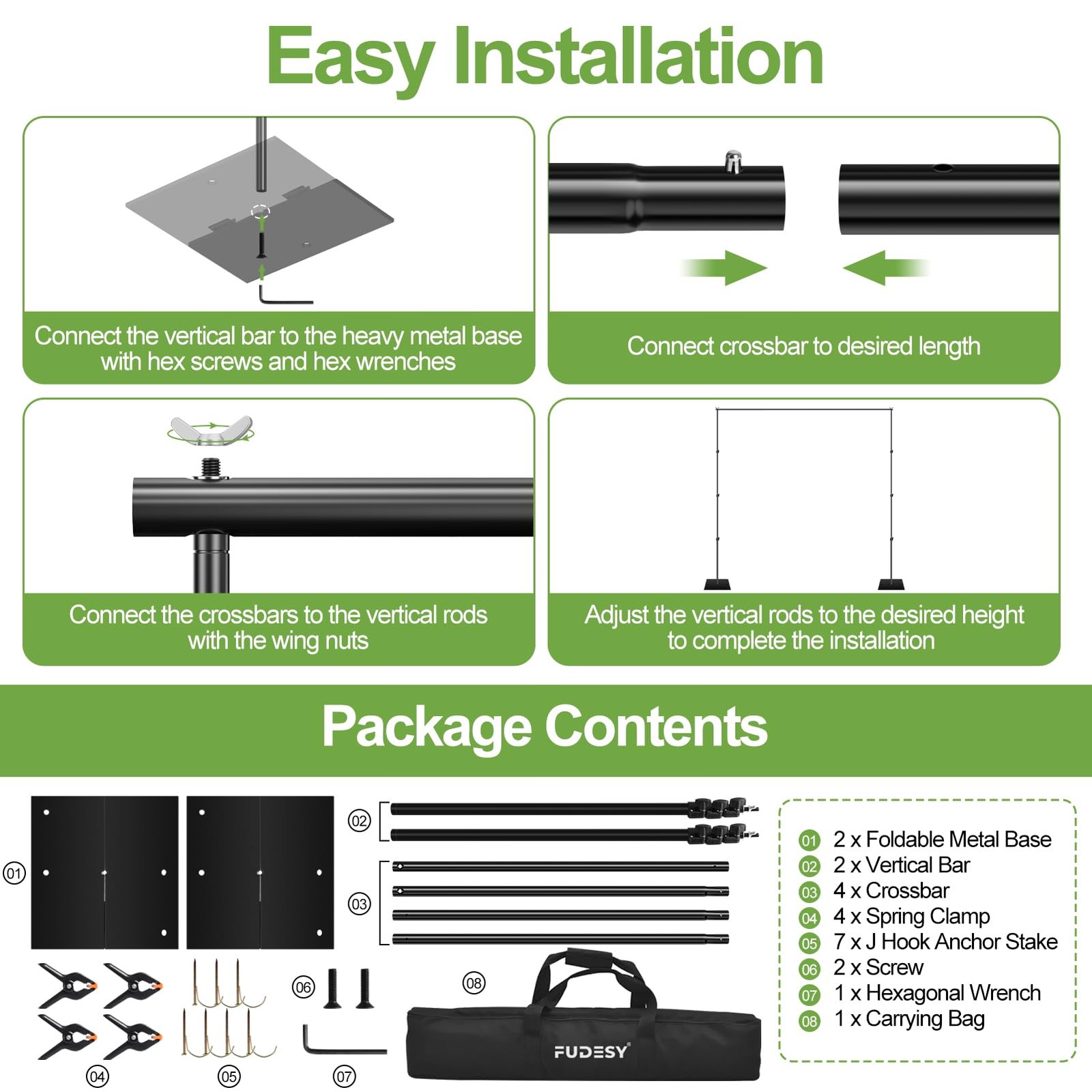 Heavy Duty Backdrop Stand, 10x10ft Adjustable Photo Background Stand Support …