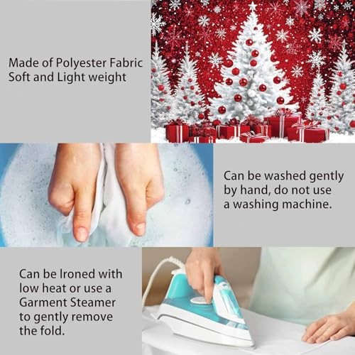 Snowy Christmas Backdrop Merry Christmas Holiday Birthday Party 5x3ft Red White