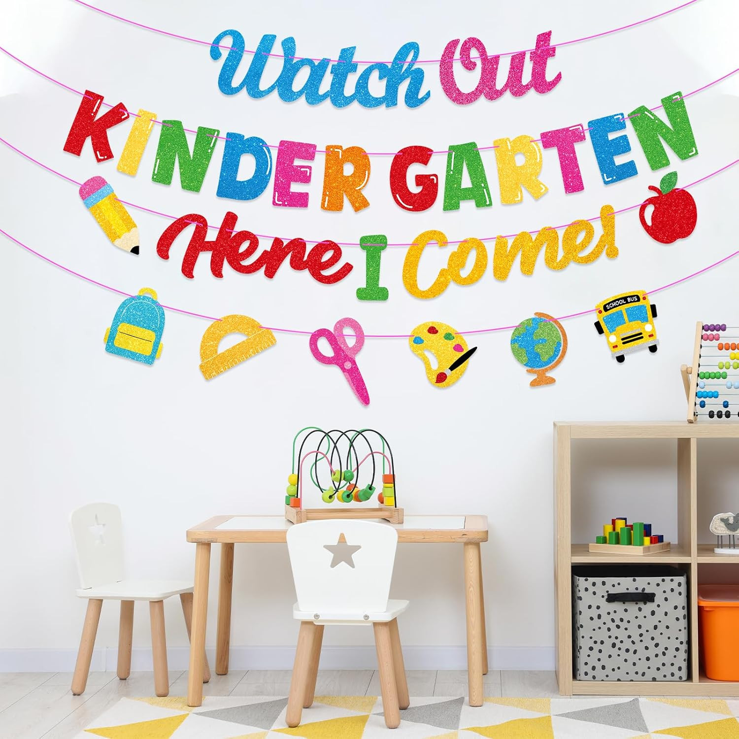 Watch Out Kindergarten Here I Come Banner Decor, First Day of Kindergarten Decor