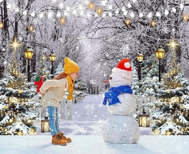 Snowflake Tree Forest Backdrop – Winter Wonderland Scene – 7x5FT