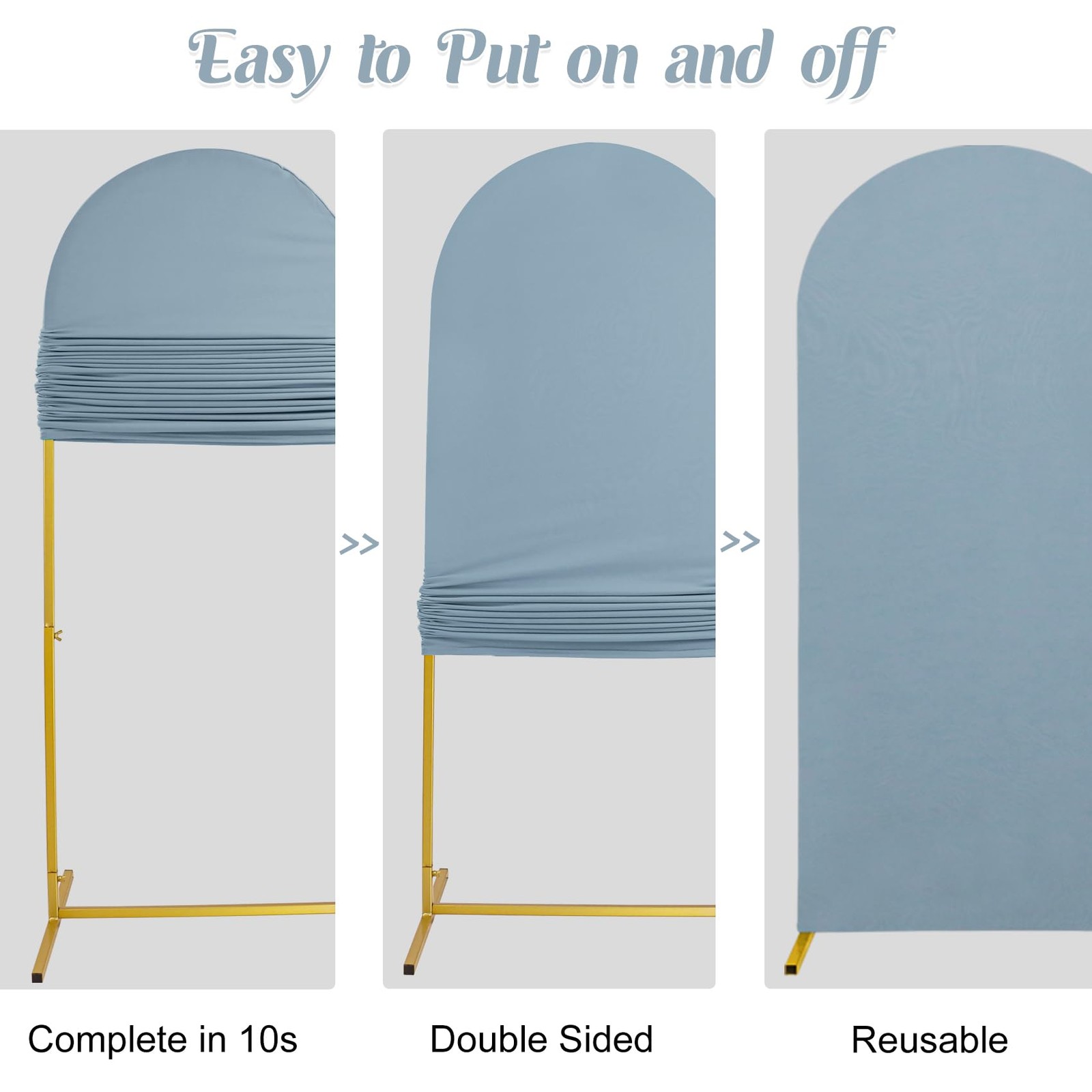 Set of 2 Wedding Arch Stand Cover Round Top Spandex Fitted Arch Cover for Bap…