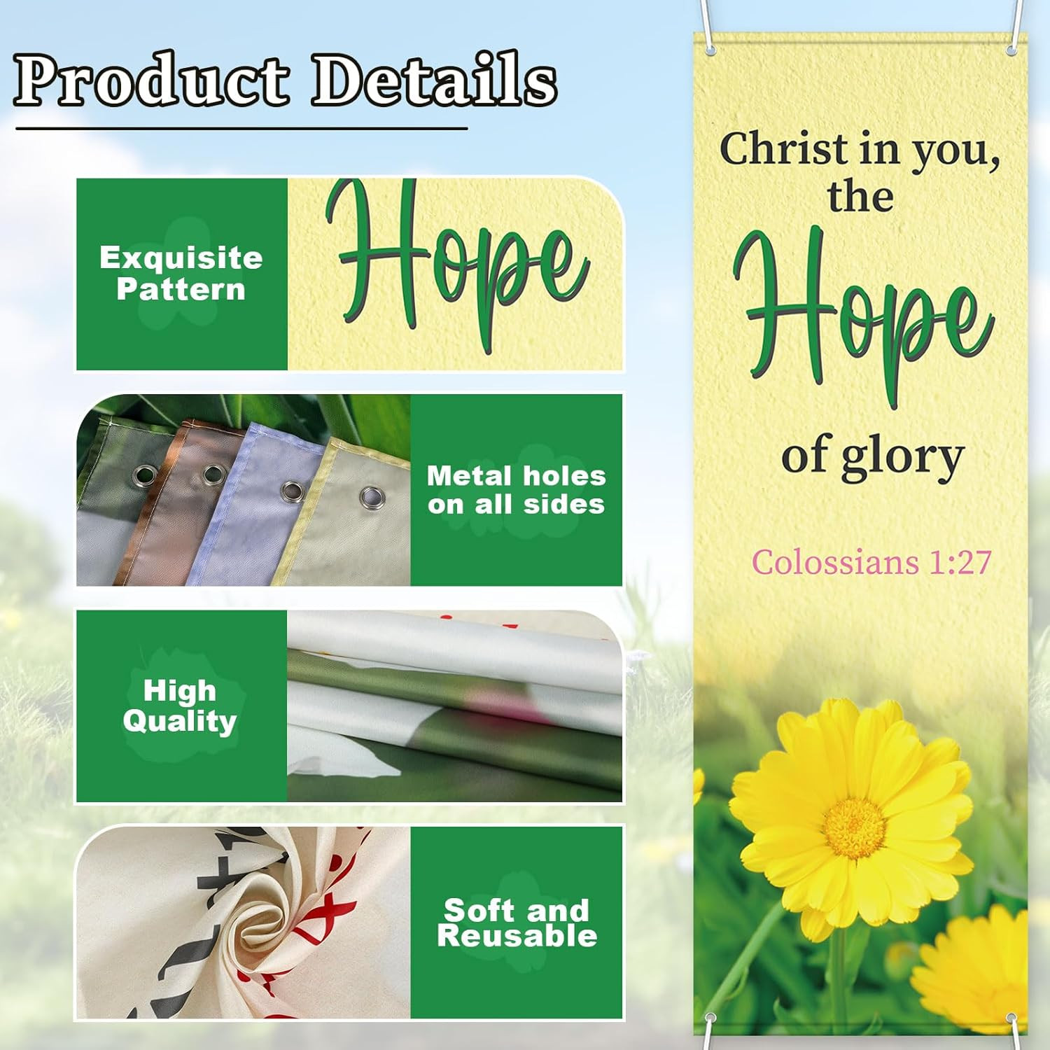4-Piece Inspirational Church Banners with Scripture for Sanctuary Decor