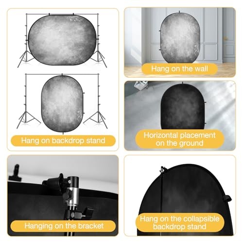 5×6.5ft(1.5x2m) Collapsible Backdrop Folded Microfiber Professional Grey and
