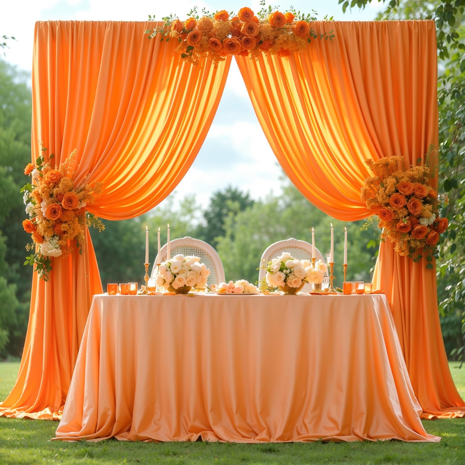 Orange Backdrop Curtains 4 Panels – -Free Polyester Photography Drapes for Ba…