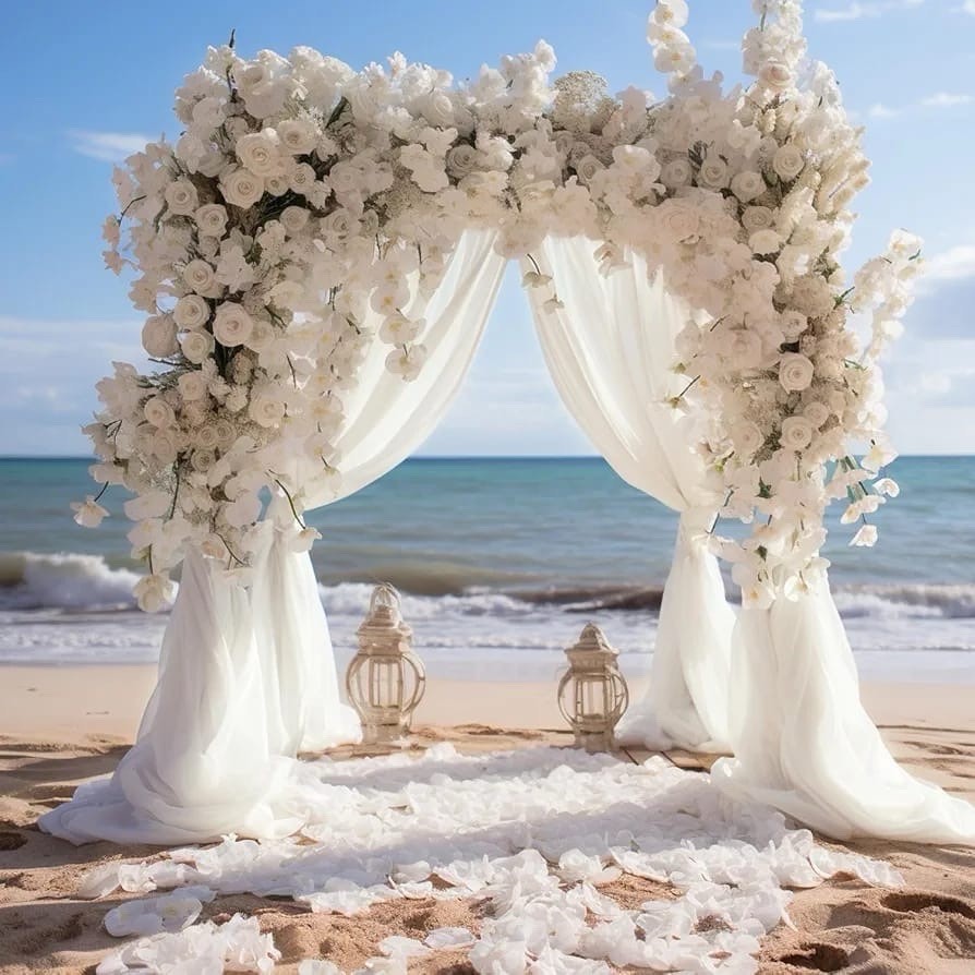 28.7″ × 20FT Ivory Wedding ArchDraping Fabric Sheer Backdrop for Ceremony