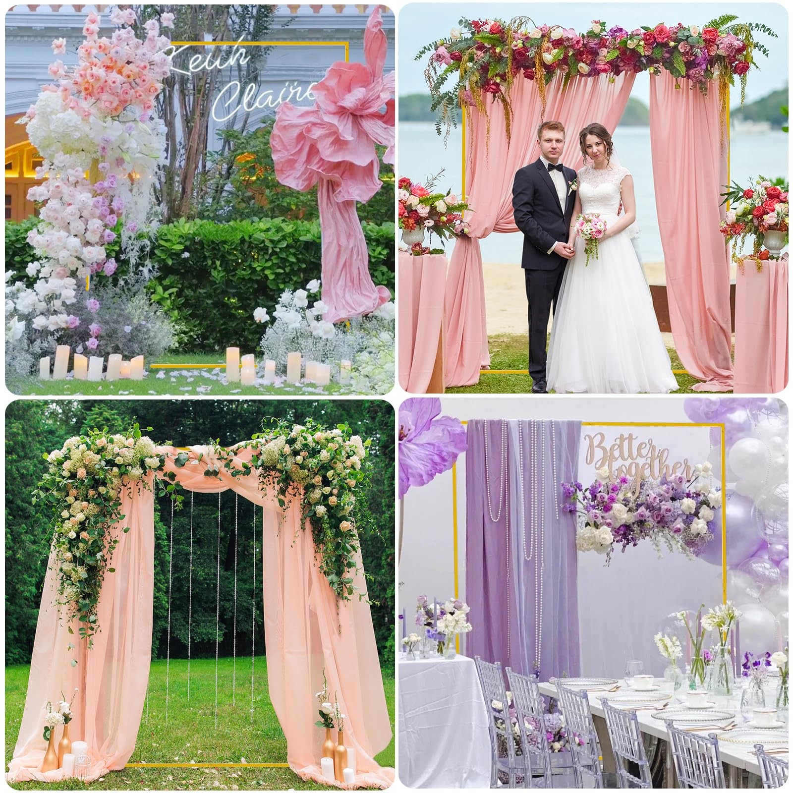 6.6FTx5.2FT Gold Wedding Arch Backdrop Stand Square Metal Rectangular Arch Fr…